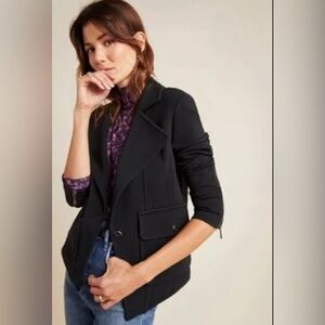 Anthropologie black moto blazer